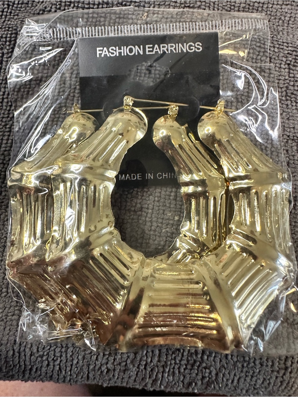 Unlisted Gold Bamboo-Style Hoop Earrings